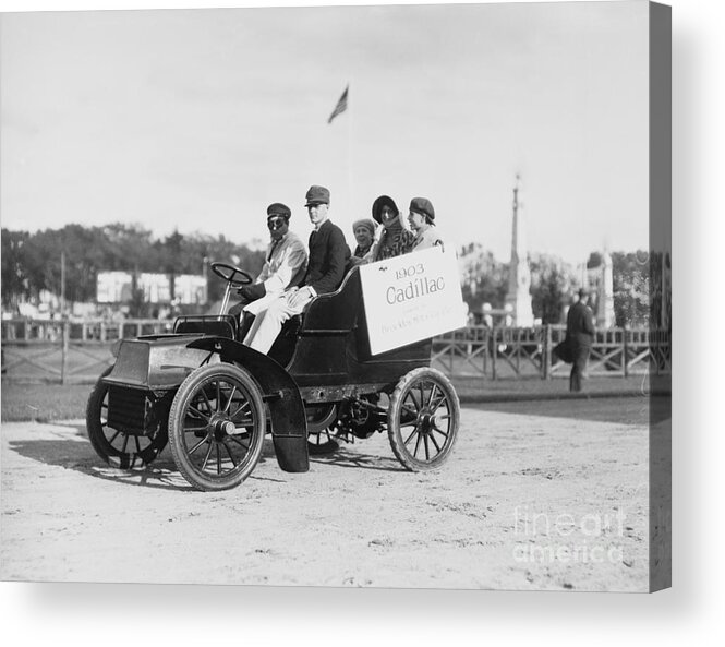 People Acrylic Print featuring the photograph Passengers In 1903 Cadillac by Bettmann
