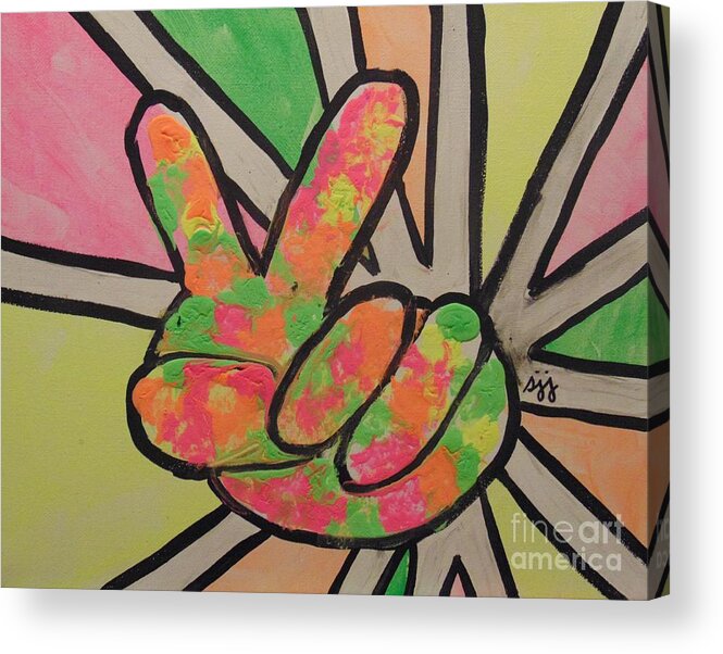 1960s Acrylic Print featuring the painting Peace Sign by Saundra Johnson