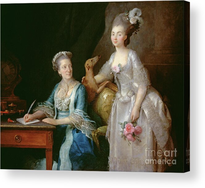 18th Century Acrylic Print featuring the painting Portrait Of An Elderly Lady With Her Daughter by Anne Vallayer-coster