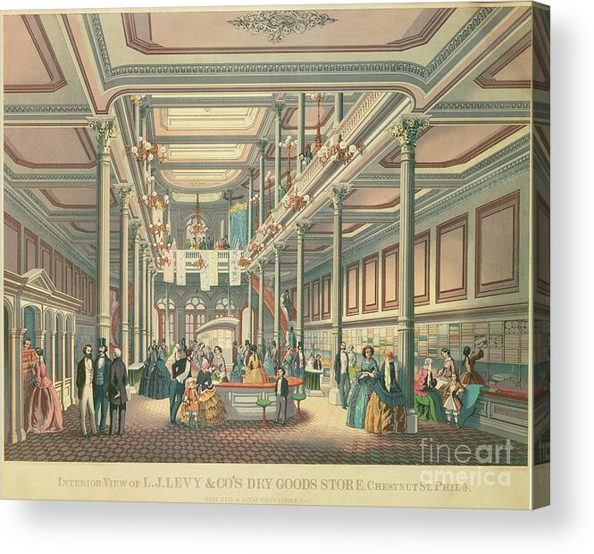 Balcony Acrylic Print featuring the drawing Poster Advertising 'levy's Dry Goods Store, Philadephia', Published By L.n. Rosenthal, 1857 by American School