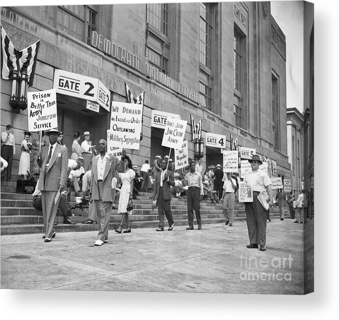 Democracy Acrylic Print featuring the photograph Protesters Outside Democratic Convention by Bettmann