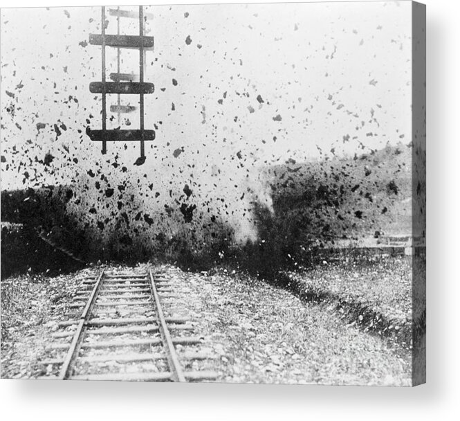Rail Transportation Acrylic Print featuring the photograph Railroad Destroyed By Gunfire by Bettmann