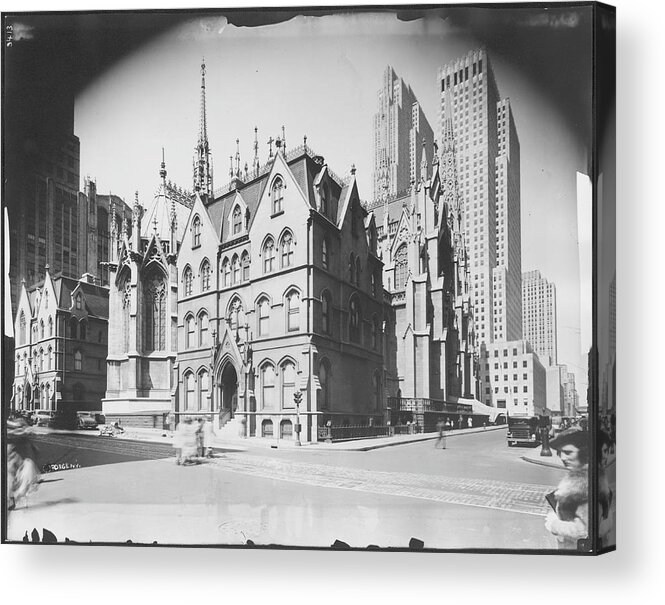 St. Patrick's Cathedral Acrylic Print featuring the photograph Rear Of St. Patricks Cathedral And by The New York Historical Society