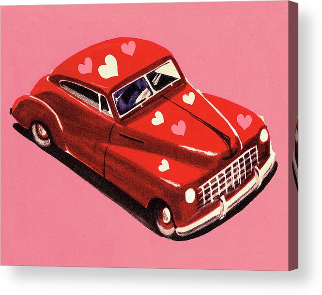 Auto Acrylic Print featuring the drawing Red Car by CSA Images