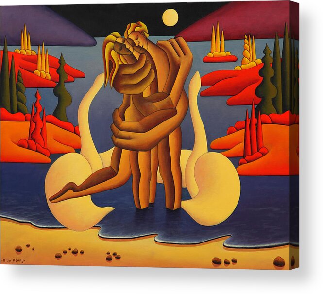 Red Acrylic Print featuring the painting Red Island Lovers by Alan Kenny