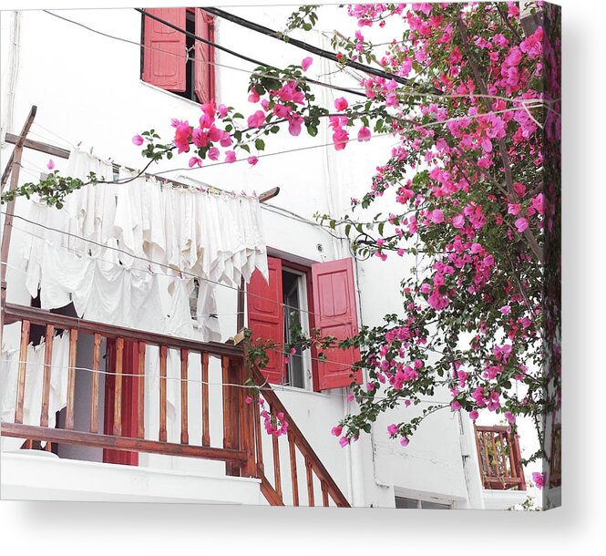 Greece Acrylic Print featuring the photograph Red Windows by Lupen Grainne