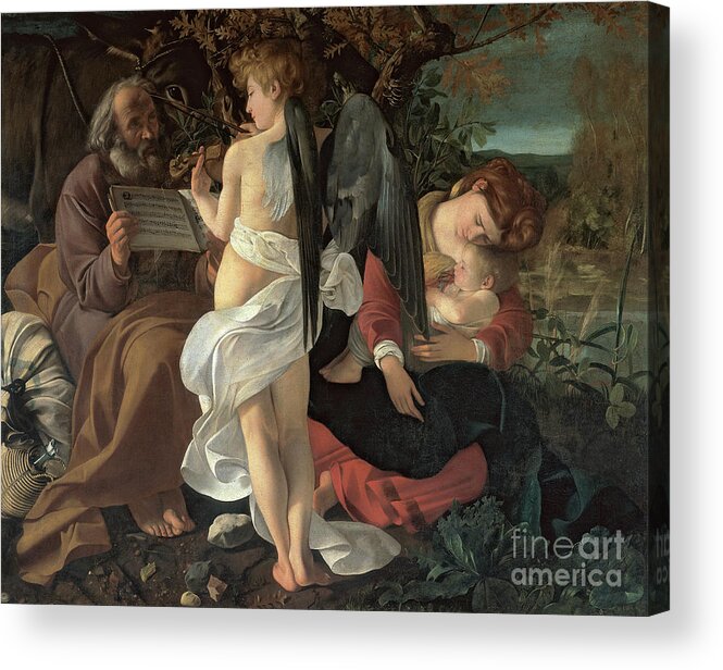 Caravaggio Acrylic Print featuring the painting Rest On The Flight Into Egypt, Circa 1603 by Michelangelo Merisi Da Caravaggio