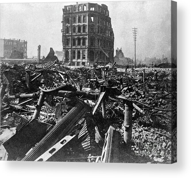 Damaged Acrylic Print featuring the photograph Ruins After Great Chicago Fire by Bettmann