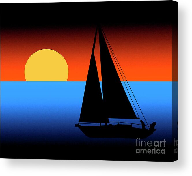 Sailboat Acrylic Print featuring the digital art Sailing Into The Sunset by Kirt Tisdale