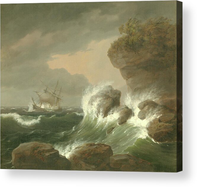 Seascape Acrylic Print featuring the painting Seascape, 1835 by Thomas Birch