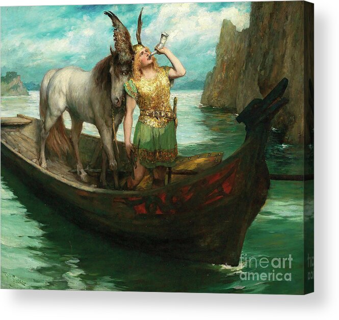 Oil Painting Acrylic Print featuring the drawing Siegfrieds Journey To The Rhine by Heritage Images