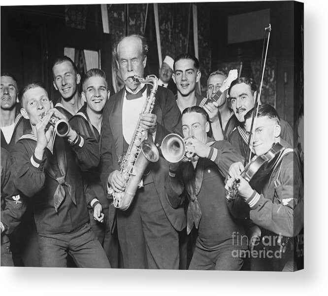 People Acrylic Print featuring the photograph Sir Thomas Lipton Playing Saxophone by Bettmann