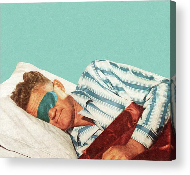 Adult Acrylic Print featuring the drawing Sleeping Man Wearing Eye Mask by CSA Images