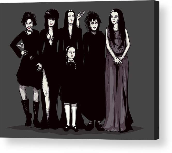 Craft Acrylic Print featuring the drawing Spooky Girls by Ludwig Van Bacon