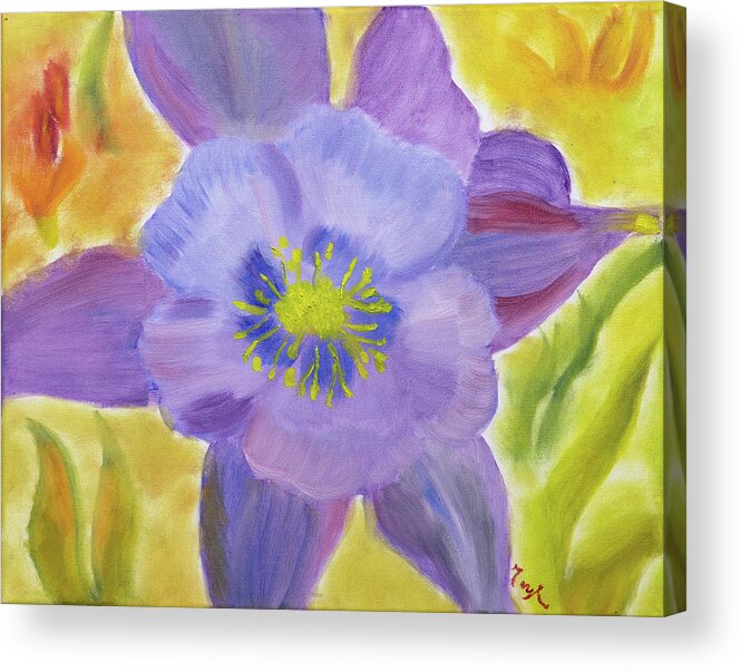 Flower Acrylic Print featuring the painting Starlight Petals by Meryl Goudey