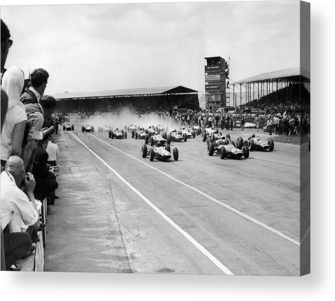Horizontal Acrylic Print featuring the photograph Start Of The Silverstone Grand Prix In by Keystone-france