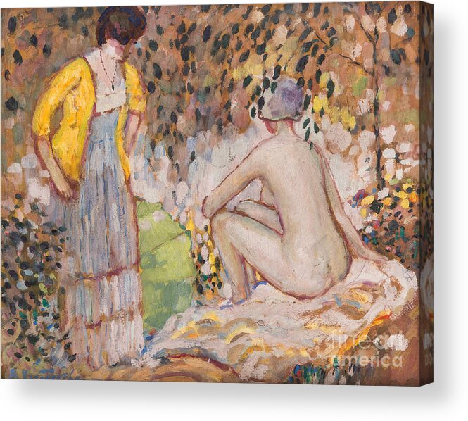 Oil Painting Acrylic Print featuring the drawing Sunbathing by Heritage Images