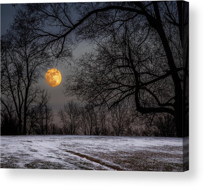 Second Full Moon Acrylic Print featuring the photograph Super Blue Moon Rising 3 by William Christiansen