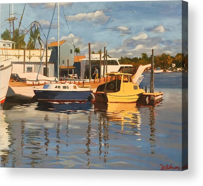 Florida Acrylic Print featuring the painting Tarpon Springs Harbour by David Gilmore
