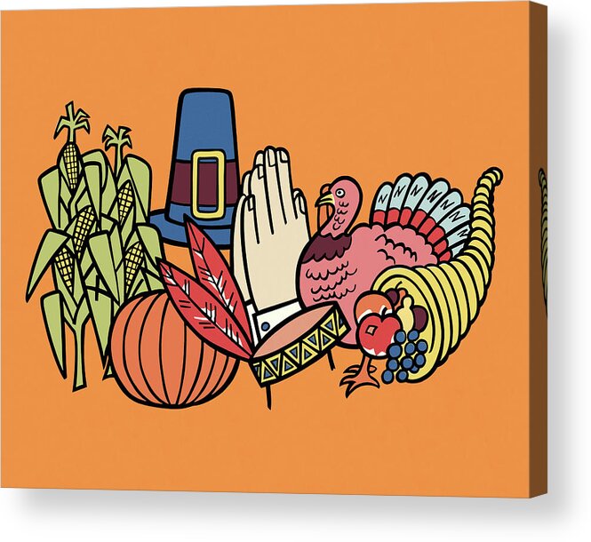 Abundance Acrylic Print featuring the drawing Thanksgiving Motif by CSA Images