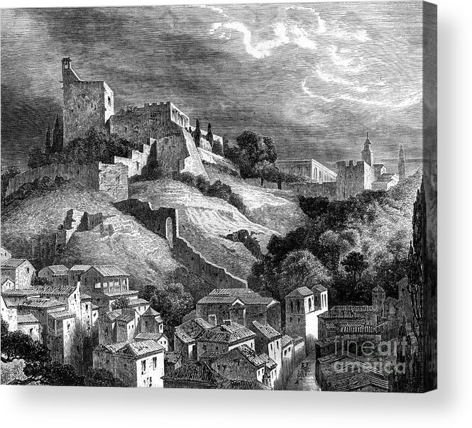 Engraving Acrylic Print featuring the drawing The Alhambra, Granada, Southern Spain by Print Collector
