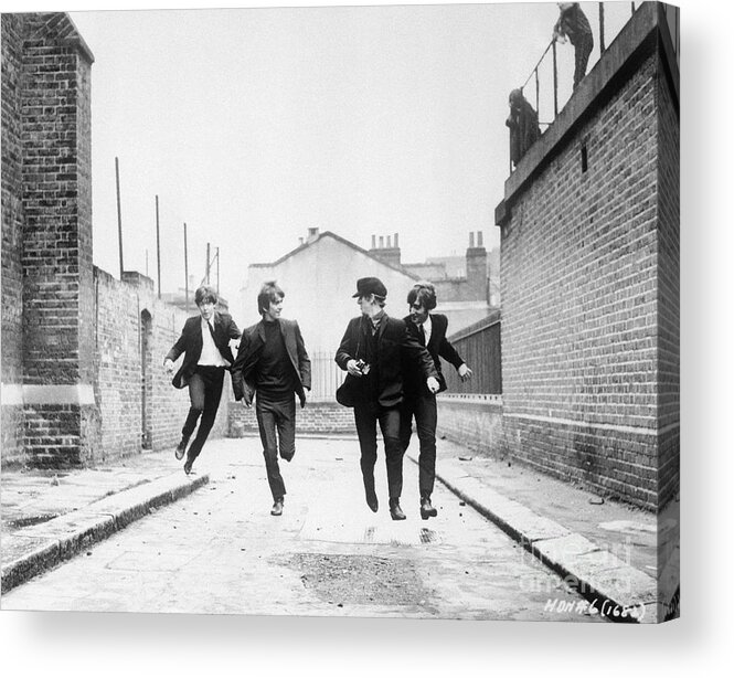 People Acrylic Print featuring the photograph The Beatles Running In A Hard Days Night by Bettmann