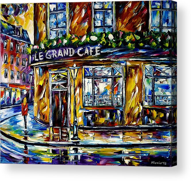 Parisian Cafe Acrylic Print featuring the painting The Cafe On The Corner by Mirek Kuzniar