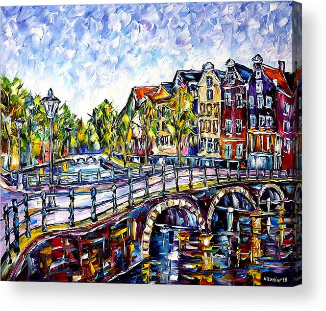Beautiful Amsterdam Acrylic Print featuring the painting The Canals Of Amsterdam by Mirek Kuzniar