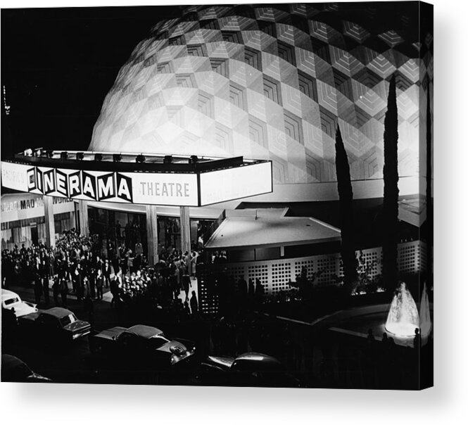 Crowd Acrylic Print featuring the photograph The Cinerama Dome Theatre In Hollywood by American Stock Archive
