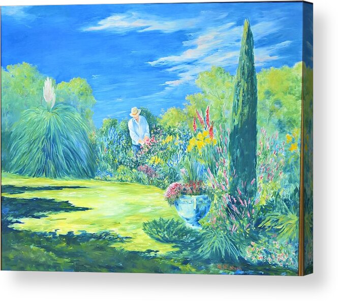 Morning Acrylic Print featuring the painting The Gardener by ML McCormick
