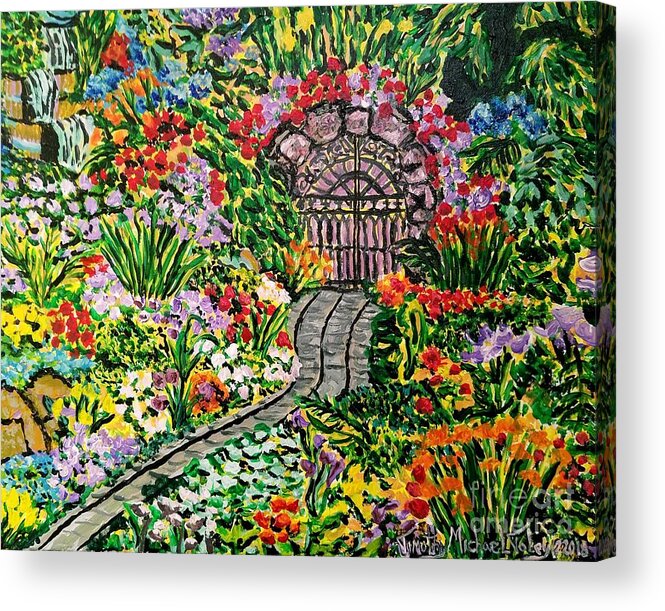 Acrylic Acrylic Print featuring the painting The Gated Closed Door in the Garden by Timothy Foley