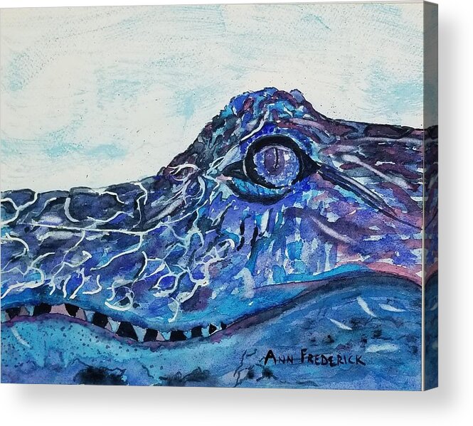Alligator Acrylic Print featuring the painting The Gator Blues by Ann Frederick