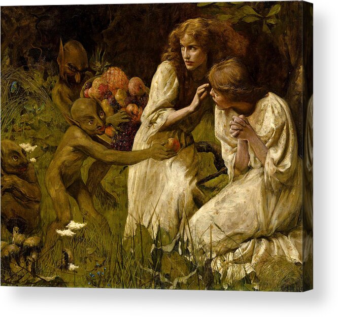 Hilda Koe Acrylic Print featuring the painting The Goblin Market by Hilda Koe