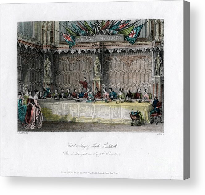 Engraving Acrylic Print featuring the drawing The Lord Mayors Table, Grand Banquet by Print Collector