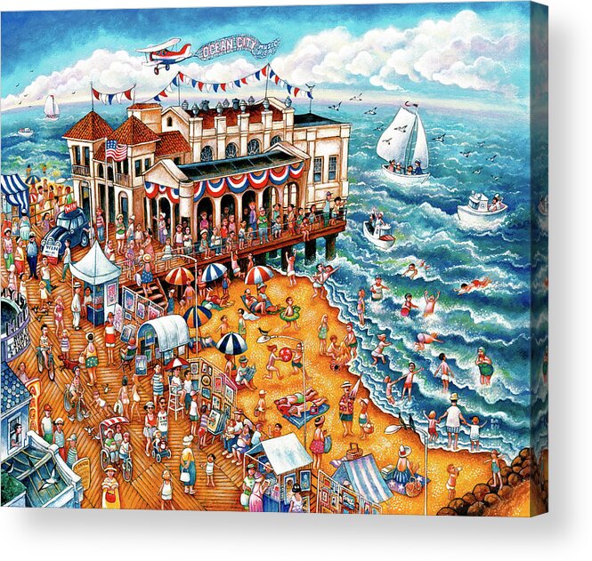 The Music Pier Acrylic Print featuring the painting The Music Pier by Bill Bell