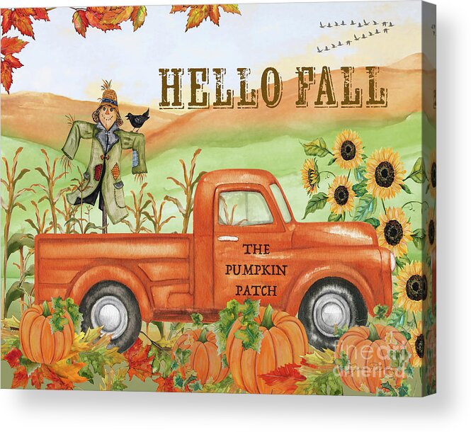 Autumn Acrylic Print featuring the painting The Pumpkin Patch Truck C by Jean Plout