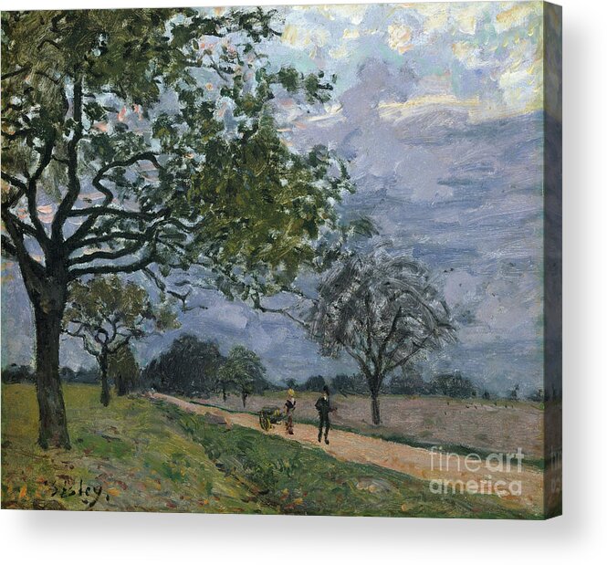 Oil Painting Acrylic Print featuring the drawing The Road From Versailles To Louveciennes by Heritage Images
