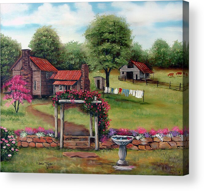 The Rose Arbor Acrylic Print featuring the painting The Rose Arbor by Arie Reinhardt Taylor