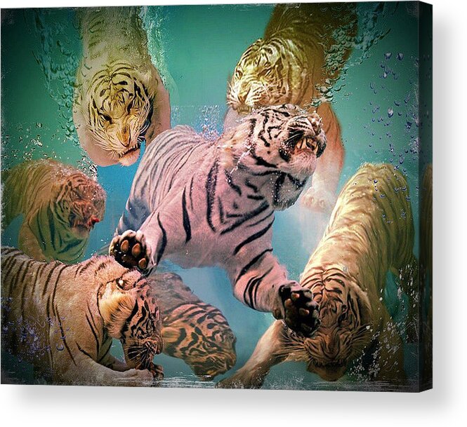 Tigars Acrylic Print featuring the digital art Tiger Tank by Michael Pittas