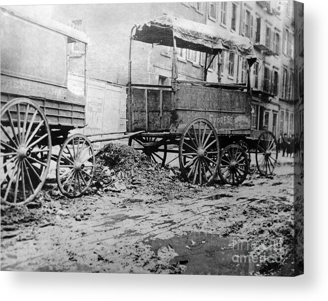 Finance And Economy Acrylic Print featuring the photograph Trucks Abandoned On Street Curb by Bettmann