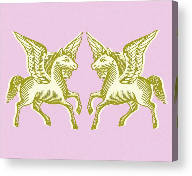 Animal Acrylic Print featuring the drawing Two Winged Horses by CSA Images