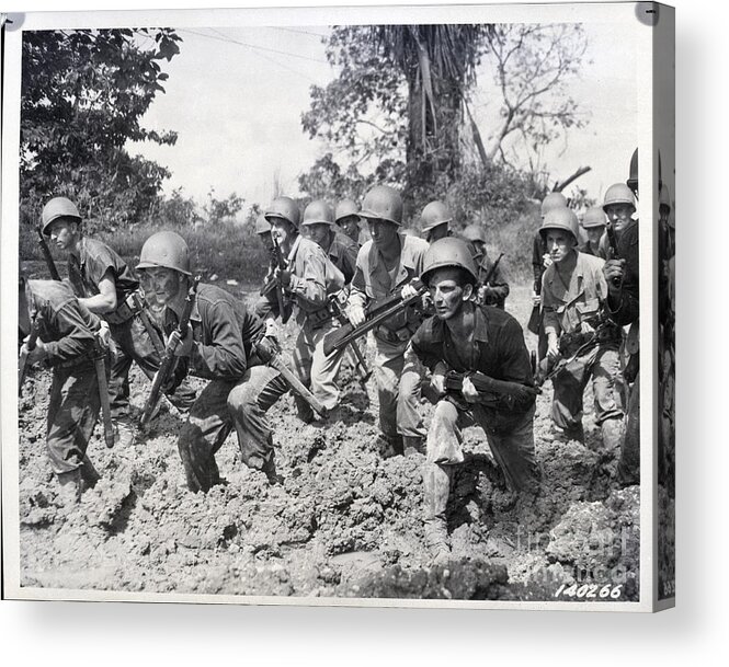 People Acrylic Print featuring the photograph U.s. Troops Stationed In Army Bases by Bettmann