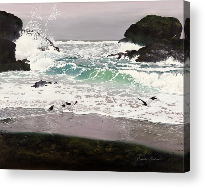 Tofino Acrylic Print featuring the painting Vancouver Island Coast by Nikita Coulombe