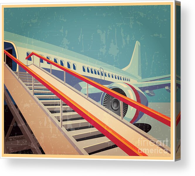 Plane Acrylic Print featuring the digital art Vector Illustration On The Theme by Andrii Stepaniuk