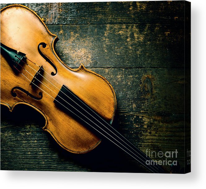 Violin Acrylic Print featuring the photograph Violin on textured background by Jelena Jovanovic