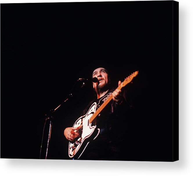 Singer Acrylic Print featuring the photograph Waylon Jennings Performs On Stage by David Redfern