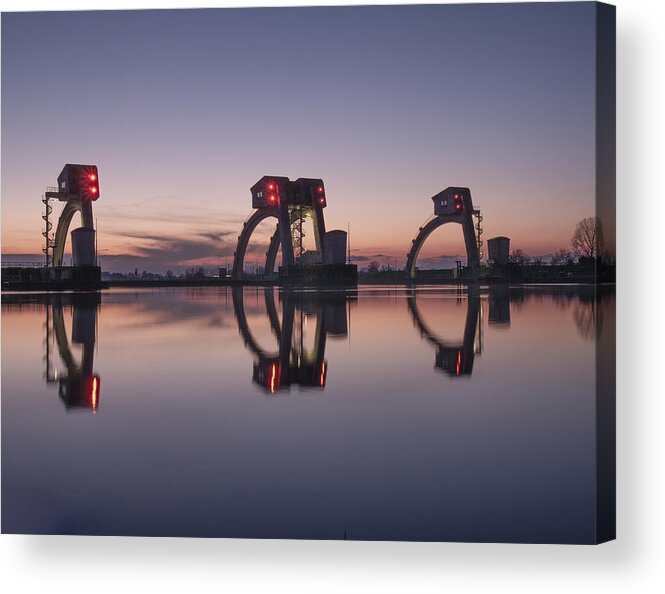 Reflection Acrylic Print featuring the photograph Weir In The Rhine by Fred Louwen