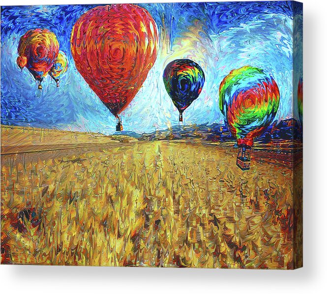 Balloon Acrylic Print featuring the digital art When the sky blooms by Alex Mir