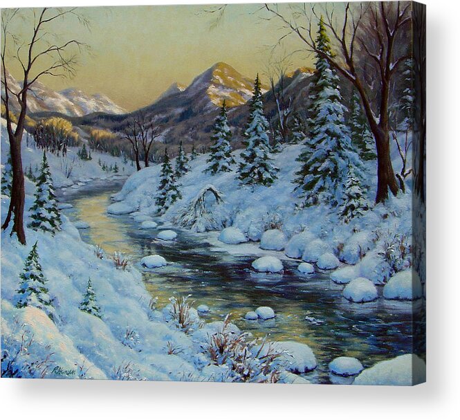 Landscape Acrylic Print featuring the painting Winter Evening by Rick Hansen