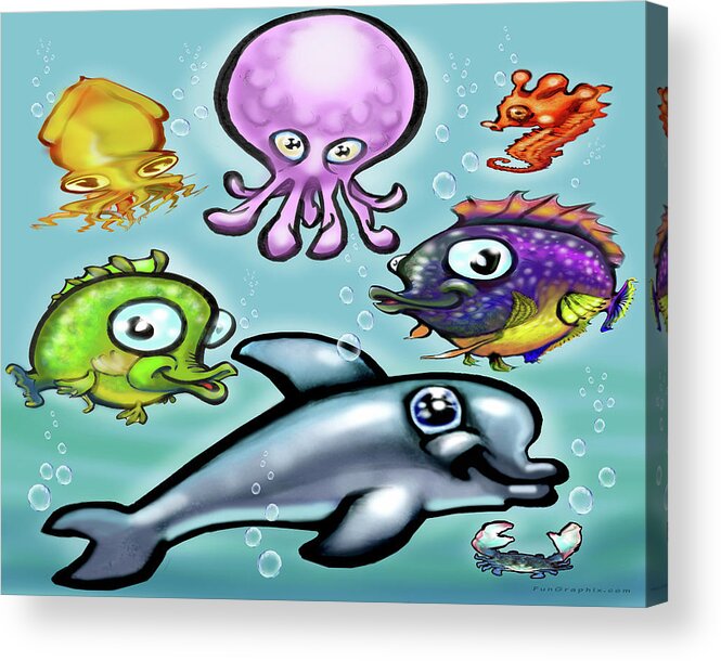 Baby Acrylic Print featuring the digital art Aqua Babies #1 by Kevin Middleton
